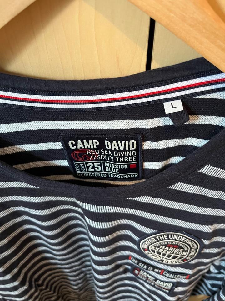 Camp David Langarmshirt - Gr. L - dunkelblau weiß gestreift in Ismaning