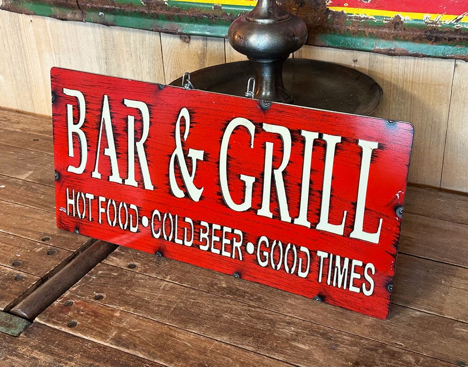 BAR & GRILL HOT FOOD COLD BEER SCHILD BBQ BARBECUE US DINER USA in Hamm