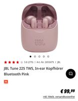 JBL Tune 225TWS In-ear Kopfhörer bluetooth rosa Hamburg Barmbek - Hamburg Barmbek-Süd  Vorschau