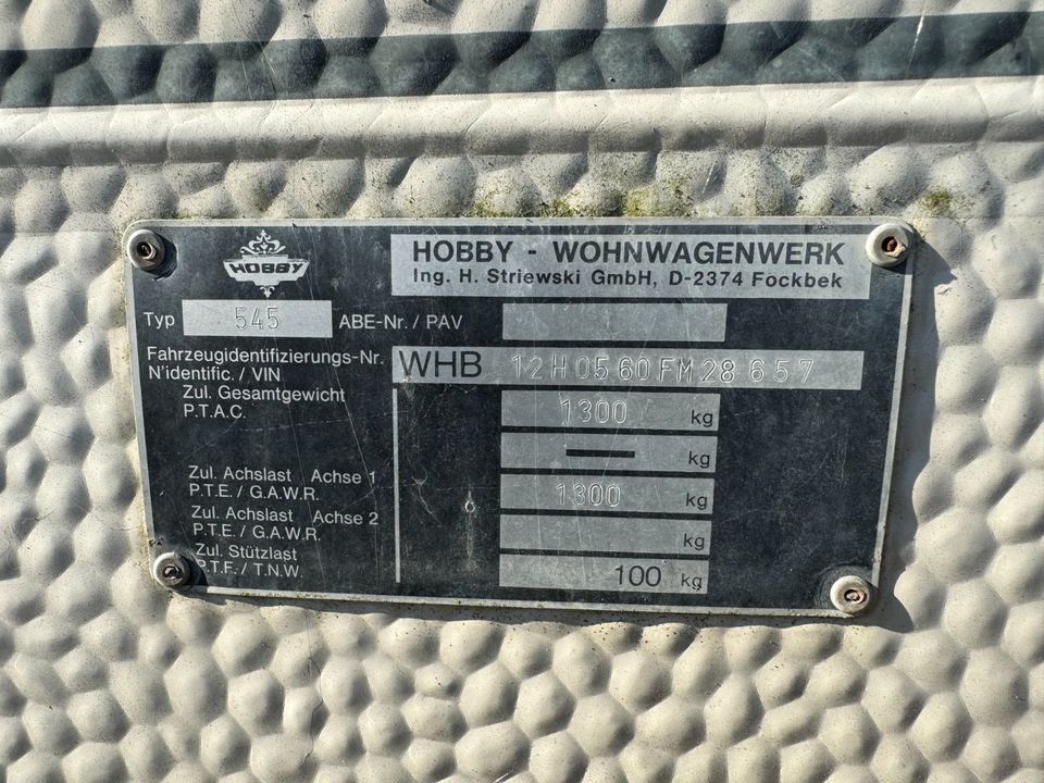 Wohnwagen Hobby Prestige  BJ 91 TÜV bis 01/2025 in Neustrelitz