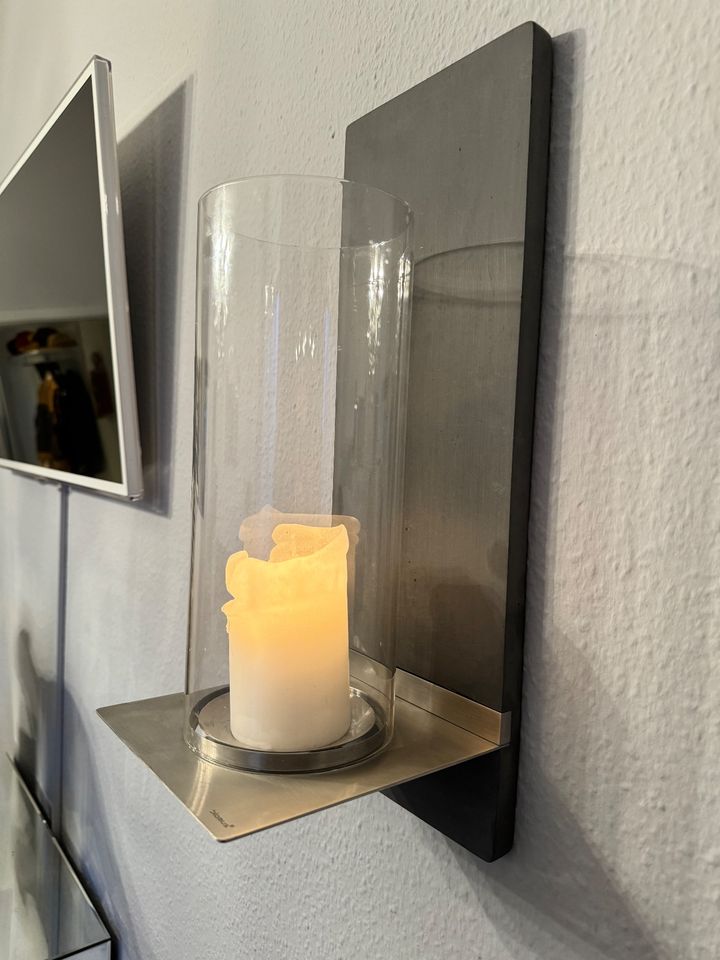 edler Kerzenhalter von Blomus mit Steinwand und Glasverkleidung in Frankfurt am Main