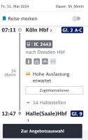 Bahntickets Köln-Halle/Saale und zurück 31.5. - 2.6. Innenstadt - Köln Altstadt Vorschau
