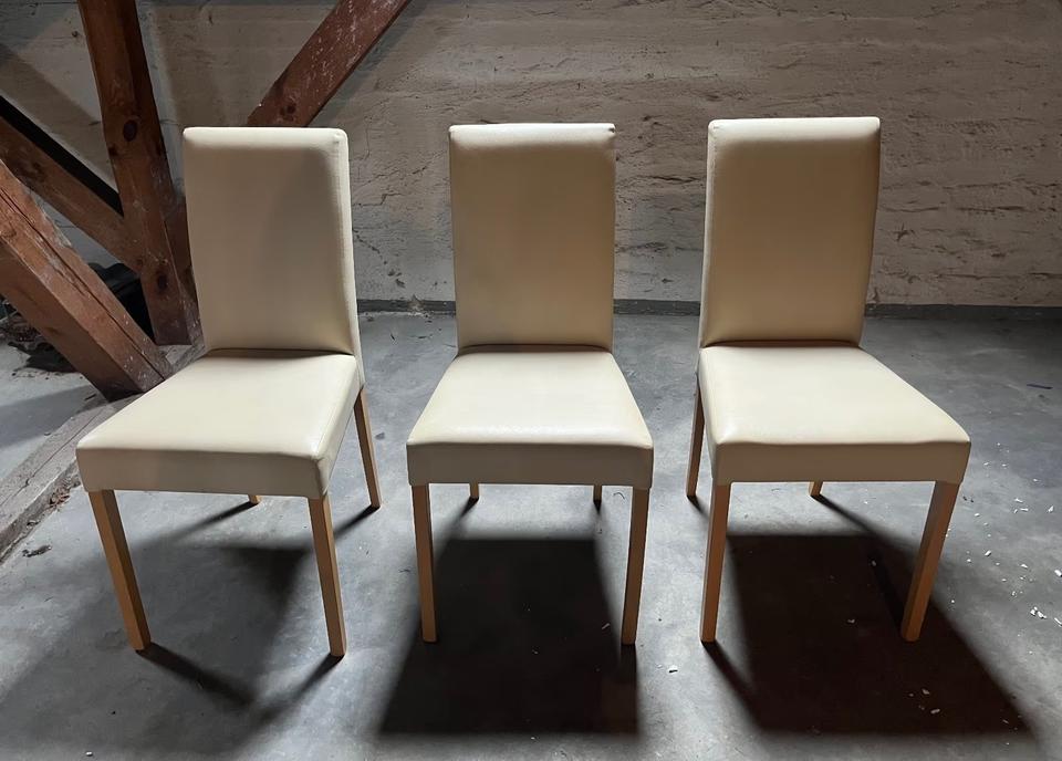 3 Leder Stühle, elegant, cremefarben hell, unbesessen, neuwertig in Kiel