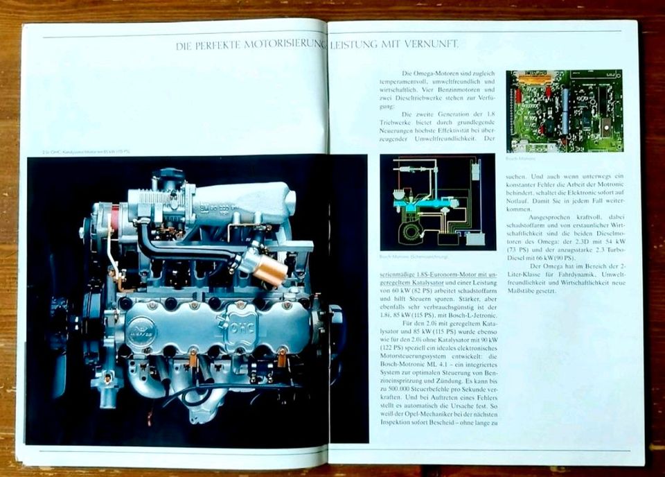 Prospekt Opel Omega A mit 3000 + Technik   1987 in Hannover