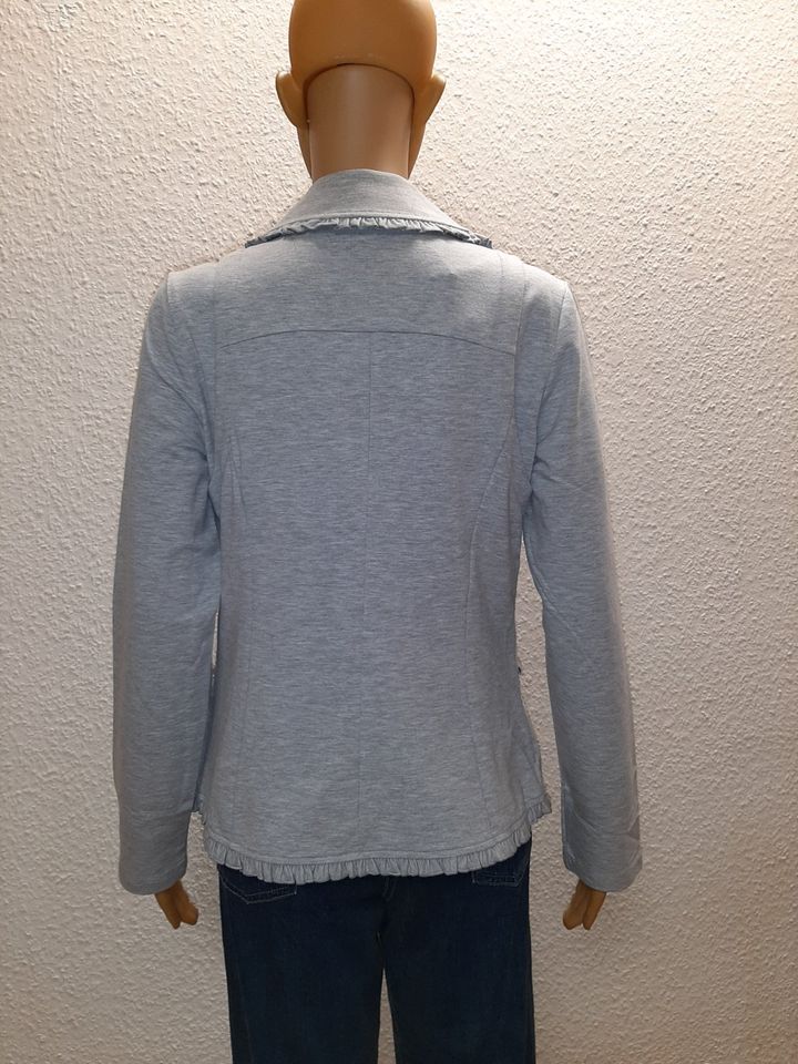 Jersey Blazer Jacke Leicht Revers Grau Gr. 38 von Linea Tessini in Neuss