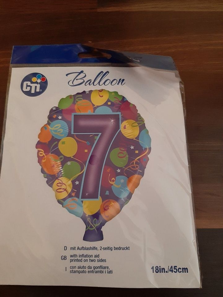 Luftballon Helium Folien Ballon Zahl 7 Geburtstag Party 45 cm neu in Neubrandenburg