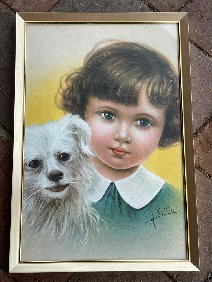 A. Kollin Bild Mädchen mit Hund 30 x 20 cm in Ludwigslust