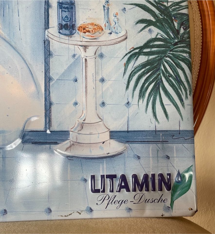 Vintage Blechschild Litamin Pflegedusche in Otterberg