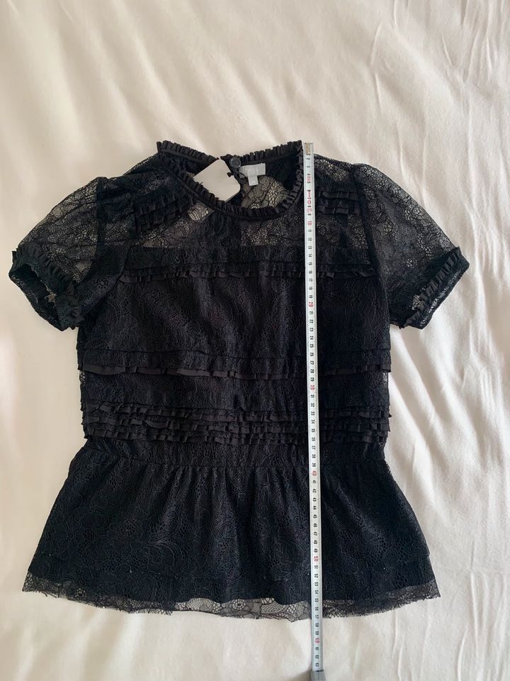 Schwarze Designer Bluse aus zarter Spitze von HOSS Intropia, S, in Düsseldorf