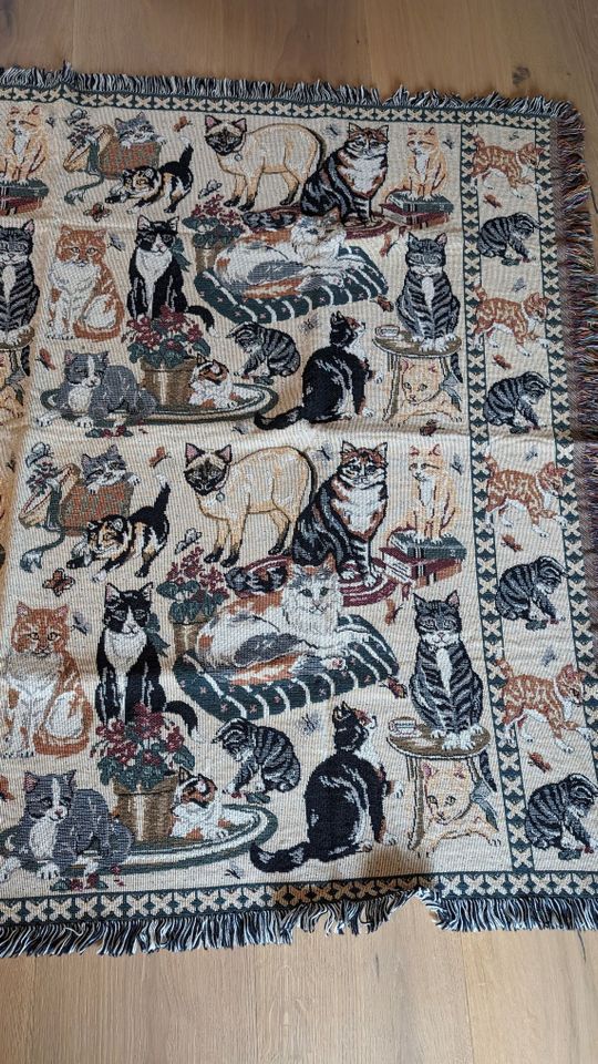 Plaid, Decke Wandbehang mit Katzenmotiven in Bordesholm