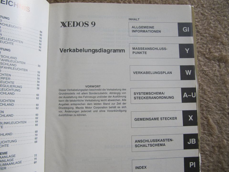 Mazda Xedos 9 Verkabelungsdiagramm 9/93 in Klausdorf