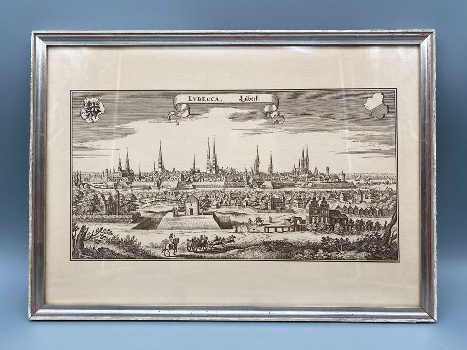 KUPFERSTICH LUBECCA LÜBECK IM RAHMEN KUNSTDRUCK M MERIAN 1641 in Berlin