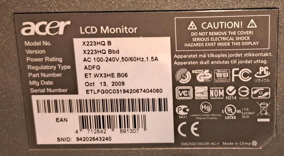 Monitor Acer X223HQ 22 zoll in Oberhausen