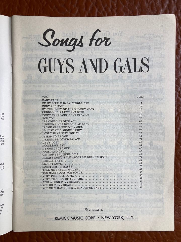 Songs for Guys and Gals Songbook Original Vintage USA 60er Songs in Möckmühl