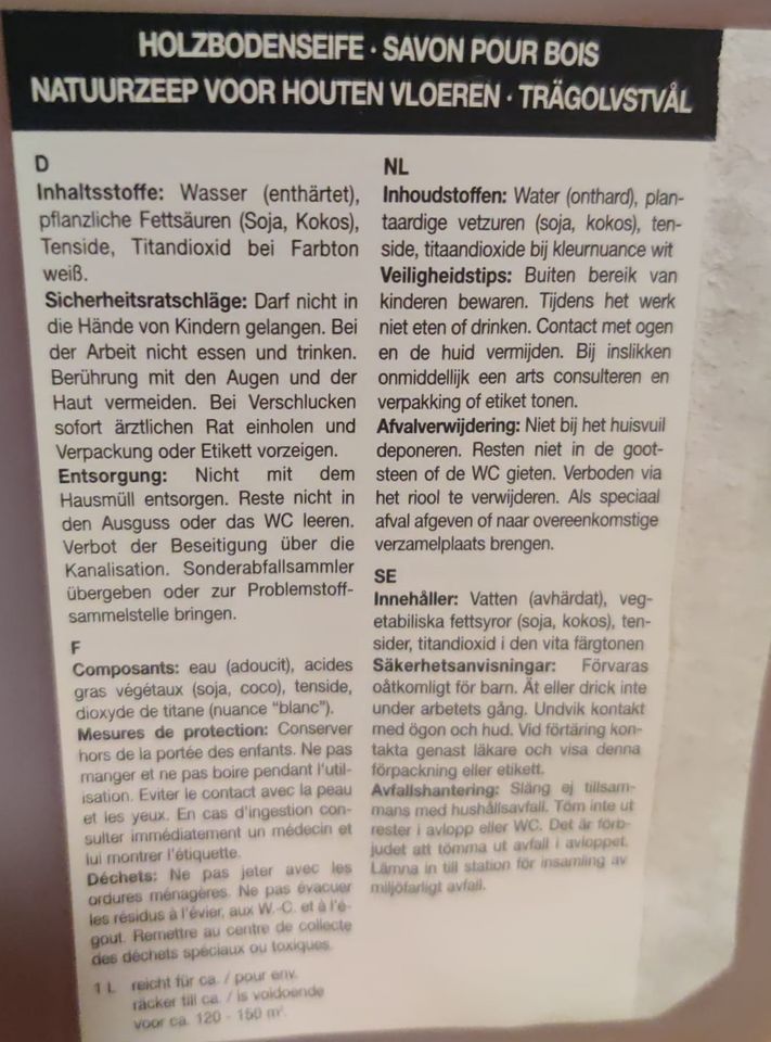 3mal 1Liter = 3Liter Pro Natur Holzbodenseife (für Parkett) NEU in Düsseldorf