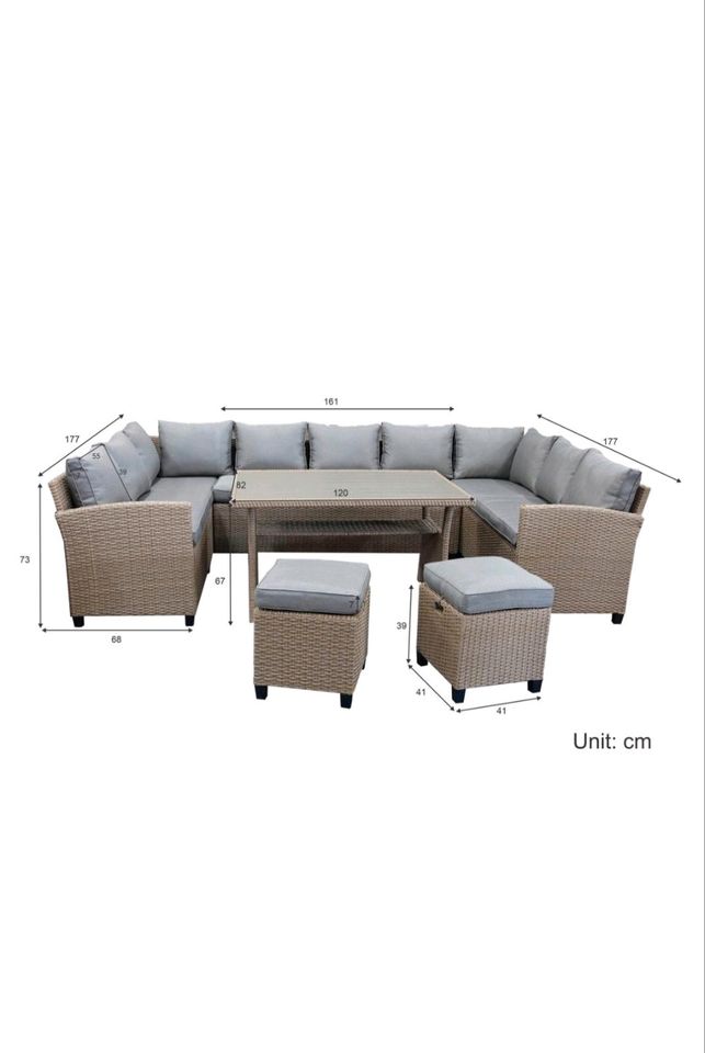 Gartenlounge-Set Rotterdam, (Set, 20-tlg., 3x 3er Sofa, 2x Hocker in Rietberg