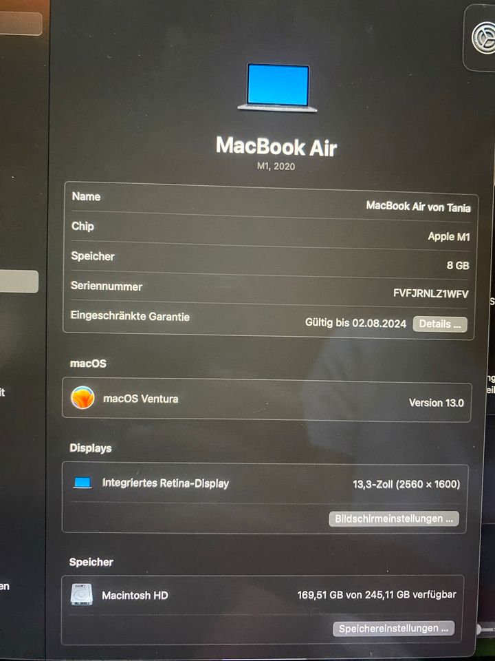 Macbook Air M1 2020 256GB SSD (wie ganz neu) in Trittau