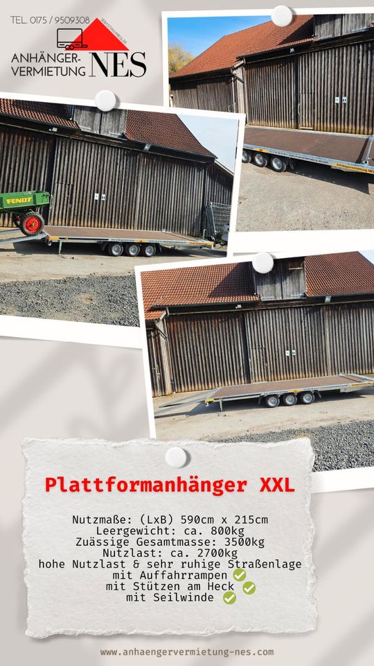 Plattformanhänger 6m PKW Transporter 3,5t in Hohenroth bei Bad Neustadt a d Saale