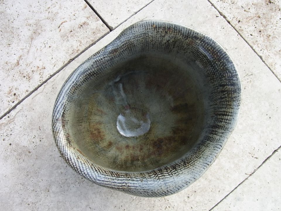 Pflanztopf Kunsthandwerk, glasierte Keramik, oval, D 23 / H 22cm in Oberhaching