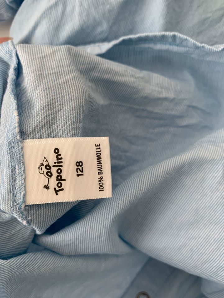 Hemd Junge Topolino blau weiß gestreift 128 neuwertig 1x getragen in Bakum