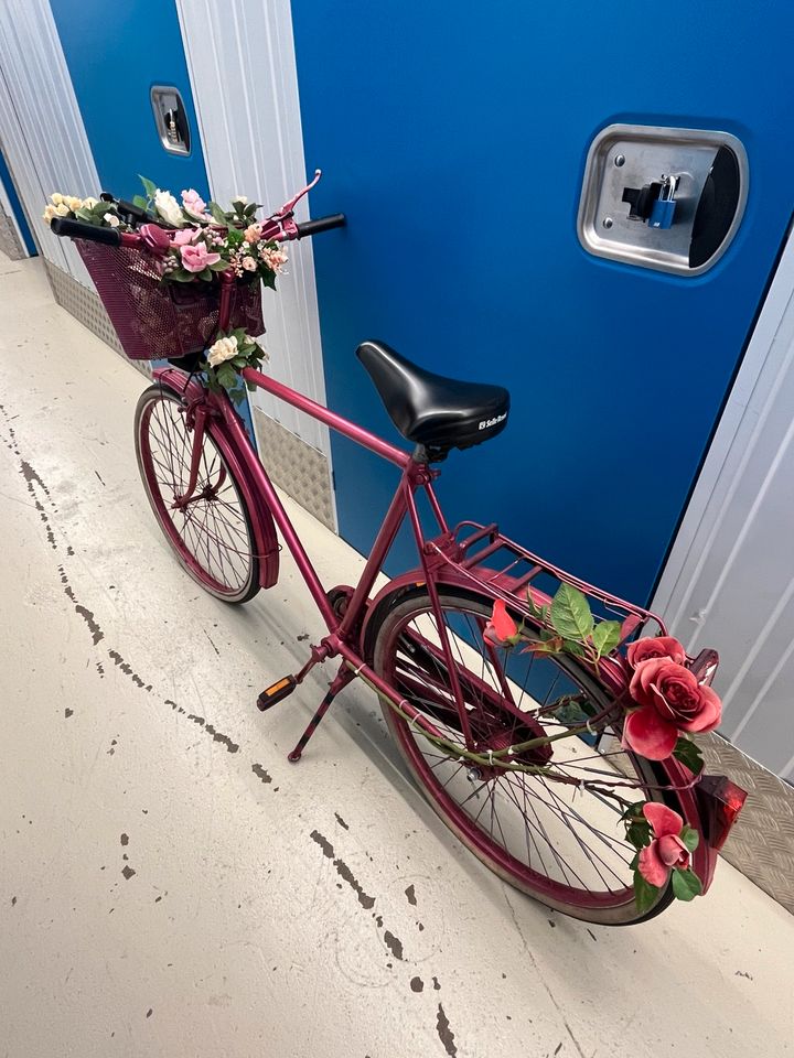 Rosa Pink Glitzerndes Traumfahrrad mit Blumen in Kassel