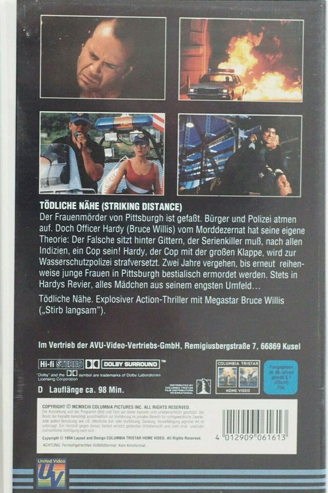 Bruce Willis Tötliche Nähe Film auf VHS Video in Niederkassel