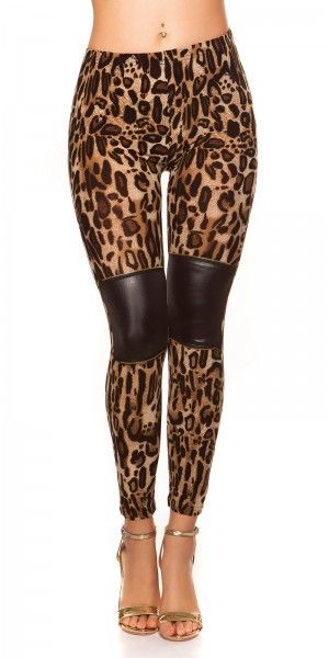 SEXY LEGGINGS IM LEOLOOK MIT LEDERLOOK UND ZIPS GRÖSSE L /XL FARB in Neuss