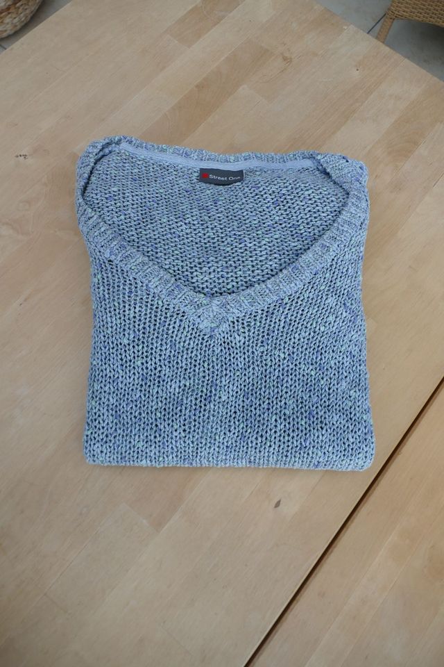 Street One Strick-Pullover 42 blau meliert Baumwolle Sommer-Pulli in Neuenkirchen