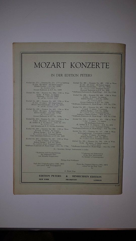 Noten Klavier Mozart Klavierkonzert Nr. 18 antik alt Nr. 102 in Wasbüttel