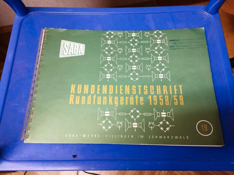 Saba Kundendienstschrift Rundfunkgeräte 1958/59 Ausgabe 19 Vintag in Zweibrücken