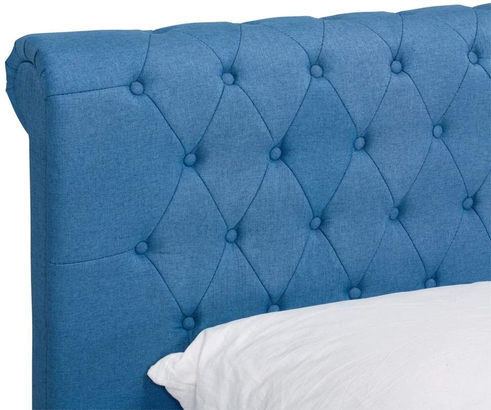 Chesterfield Bett Stoff blau Liegefläche 180x200 in Ronneburg