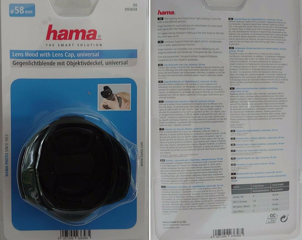 Ø 58 mm Gegenlichtblende mit Objektivdeckel, (Hama ®) *NEU* in Köln - Pesch  | eBay Kleinanzeigen ist jetzt Kleinanzeigen