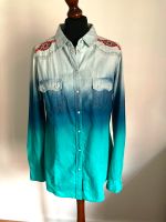 Jeanshemd Denim Bluse Batik Dip Dye indian Western Hippie Boho Hessen - Bad Nauheim Vorschau