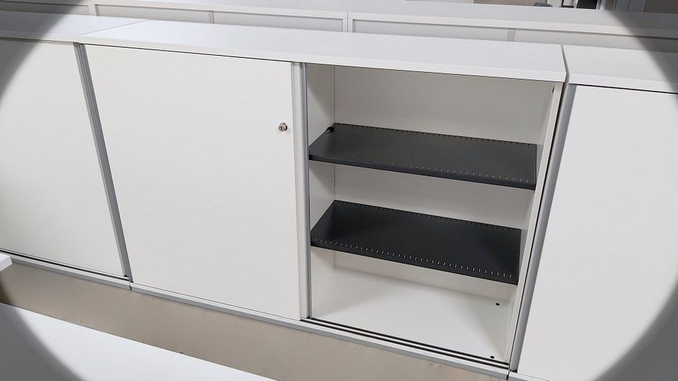 K&N Sideboard Aktenschrank Schrank weiß Schiebetüren Büromöbel 3-OH 160cm sb0171 - minus 25 % reduziert in Garching b München