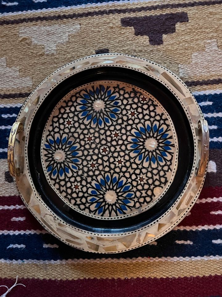 Orientalisches Tablett Holz mit Perlmutt handmade Ramadan in Berlin