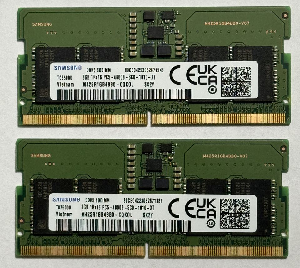 16GB (2x 8GB) 1Rx16 PC5-4800B SAMSUNG DDR5 SODIMM SO-DIMM in Filderstadt