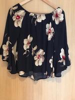 Volantsbluse, blau, mit Blüten pink/rosa/weiß, Größe 34 Bayern - Deggendorf Vorschau
