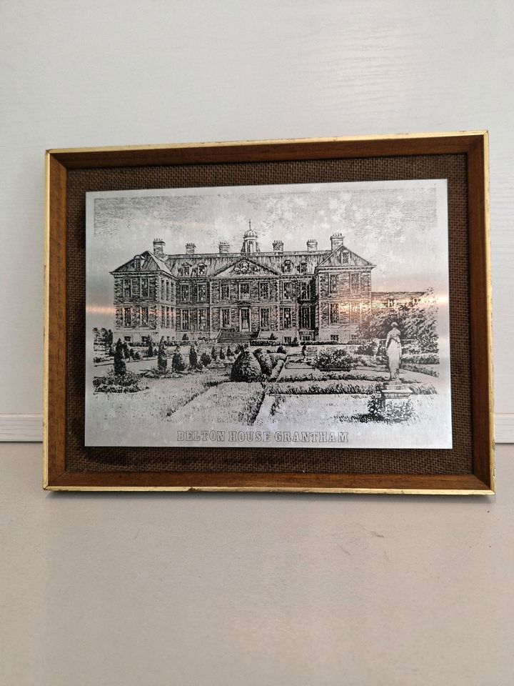 Bild "Belton House Grantham" Holzrand  Edelstahl Gravur England in Sankt Augustin