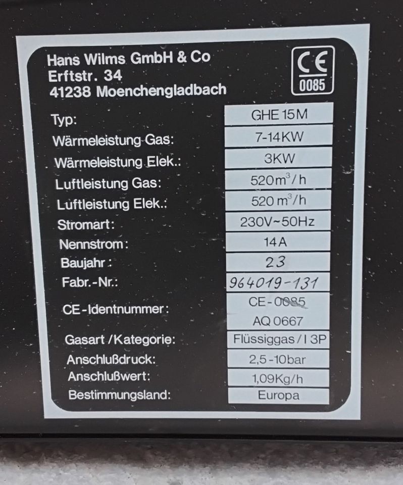 Wilms® - Gas/Elektro Kombiheizer GHE 15 M 7-14kW in Bad Sulza