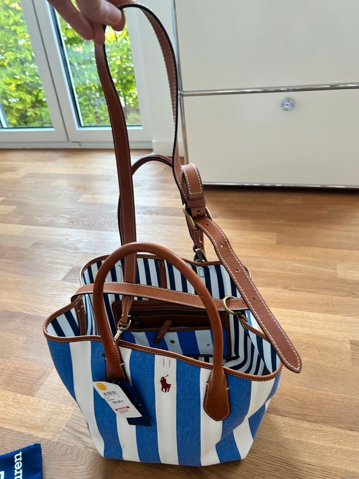 Tote, Tasche, Polo Ralph Lauren, Leather and Canvas in Oberursel (Taunus)