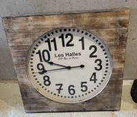 Große Wanduhr Holz Les Halles 285 Rue de Paris 67x70 cm Baden-Württemberg - Denzlingen Vorschau