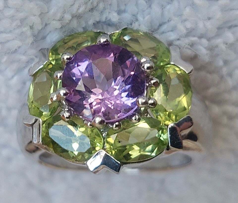 Ring 925 Silber Amethyst und Peridot in Hamburg