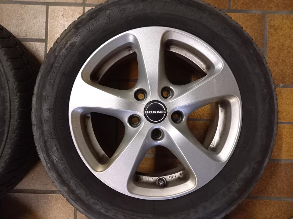 Borbet 15" Alufelgen mit 195/65 R15 Winterreifen in Mömbris