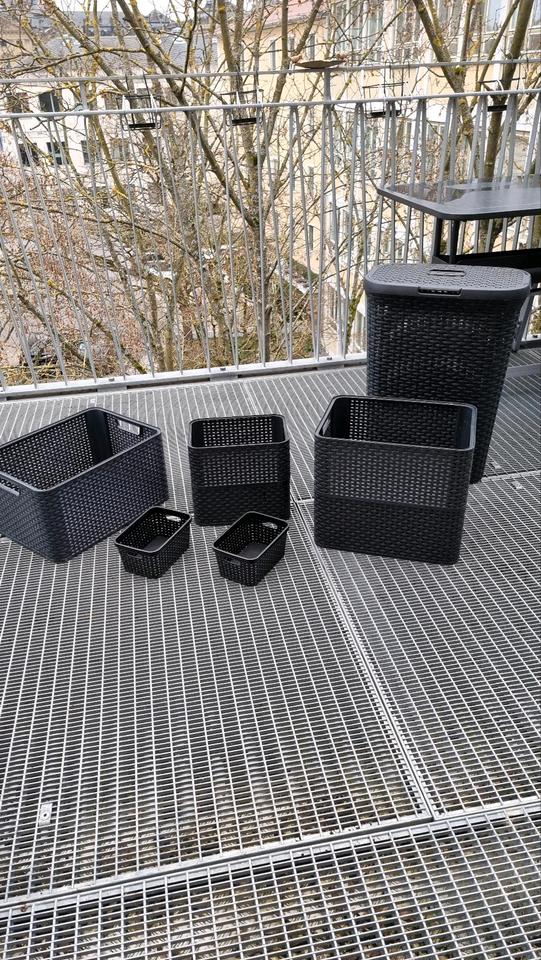 Curver 8-teilig, Rattan-Optik, Aufbewahrungsboxen +Wäschebox in Würzburg