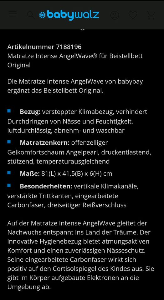 Babybay Matratze Original - AngelWave in Adelmannsfelden