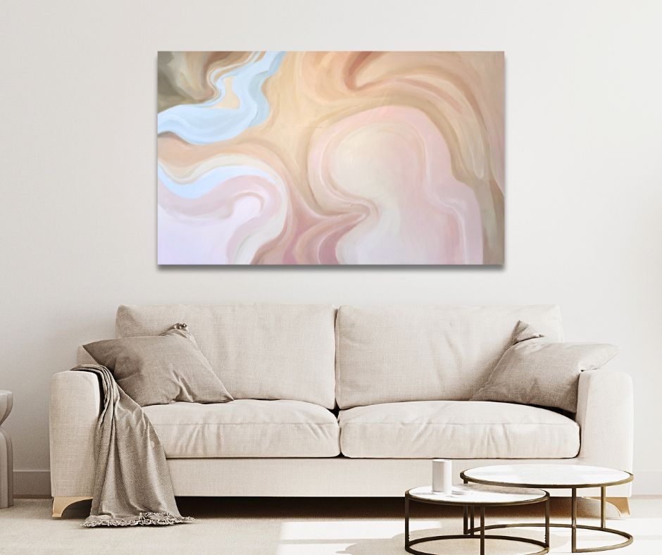 Gemälde abstrakt 130x80 Kunst beige rosa blau Malerei Marmor in Laatzen