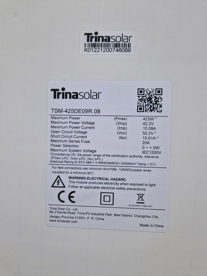 Solarmodule Photovoltaik Trina Vertex S 425 in Laatzen