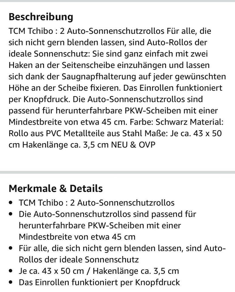 Neu! OVP! Sonnenschutz Rollo für das Auto in Barnstorf