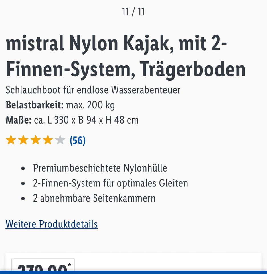 Neu mistral Nylon Kajak 2-Finnen-System Trägerboden in Essen