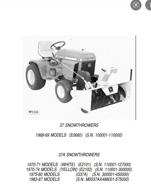 John Deere Patio 110,112,200,208,210,212,214,216  37a Schneefräse in Schernfeld